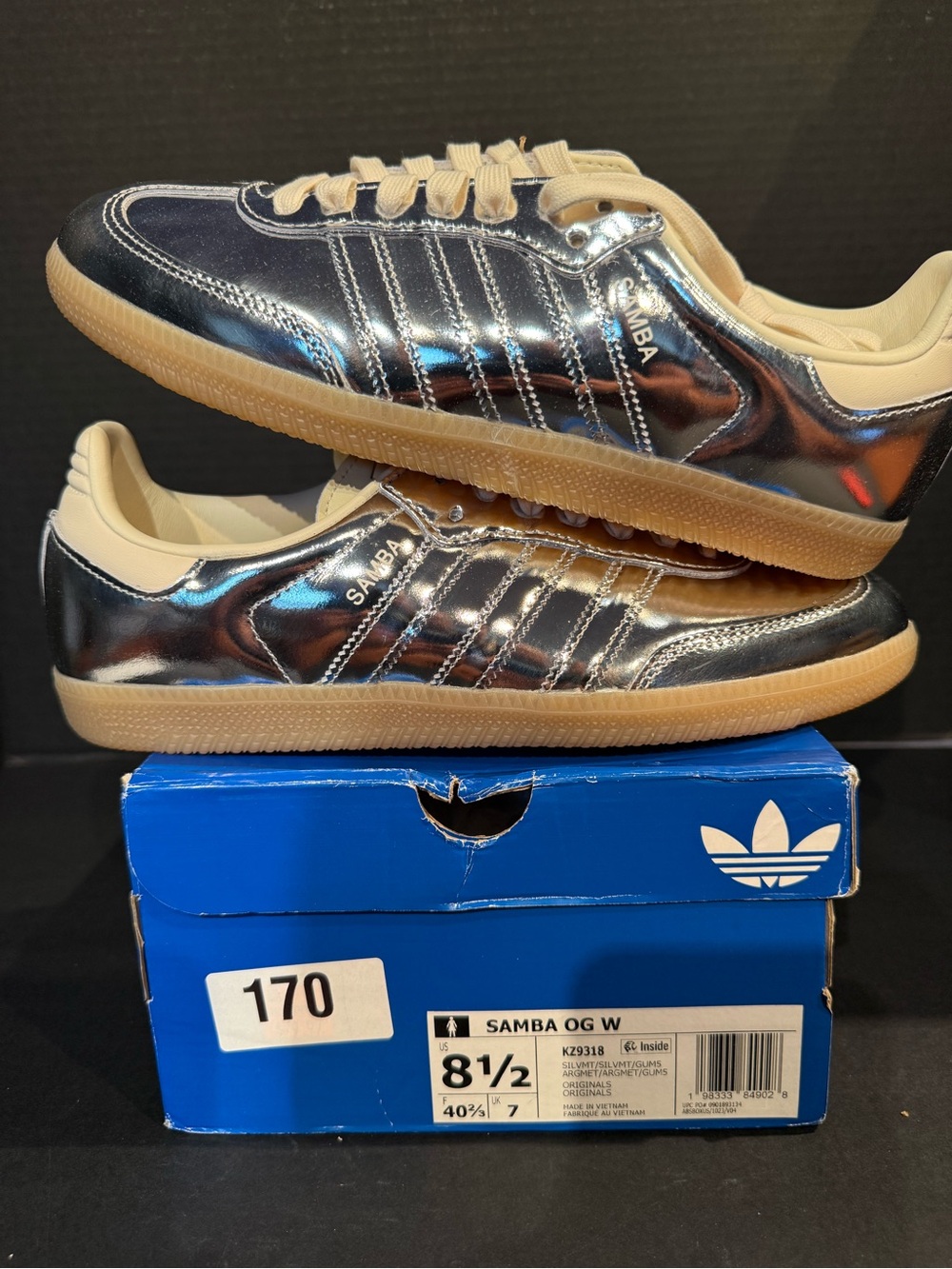 adidas women’s Samba OG Metallic Black with Cream Accents 8.5W